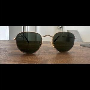 Ray-Ban Gold Frame Sunglasses with Green Lenses